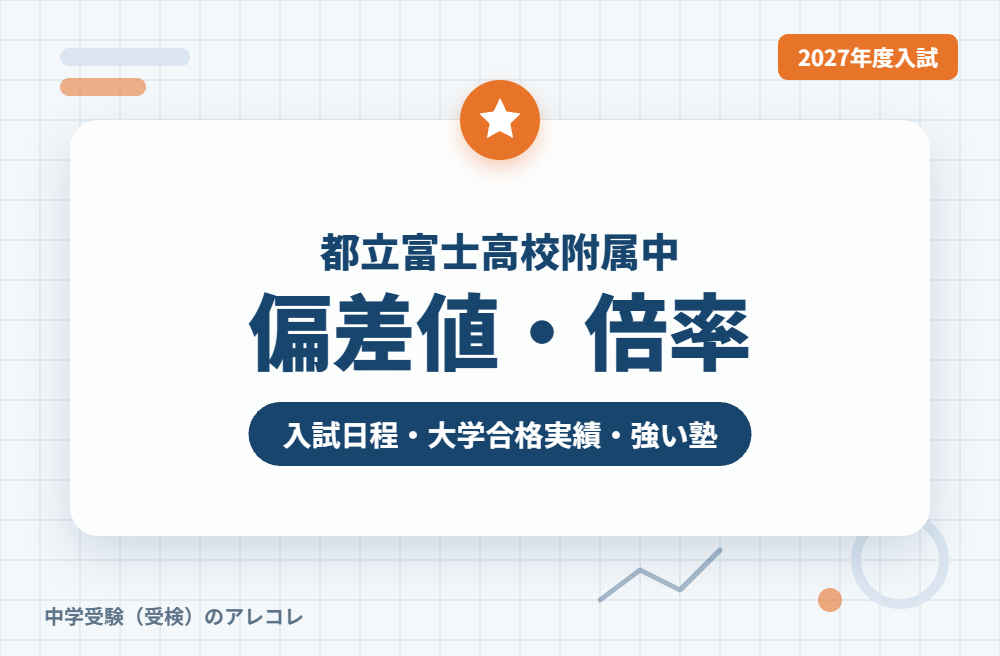 都立富士高校附属中の偏差値・倍率【2027年度入試】高校募集なし・進学