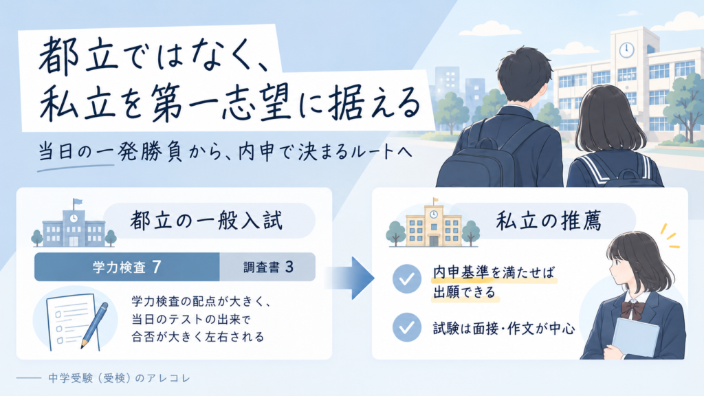 都立ではなく、私立を第一志望に据える