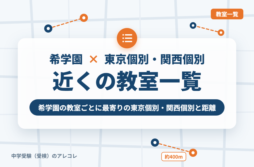 希学園の教室から近い東京個別指導学院・関西個別指導学院一覧